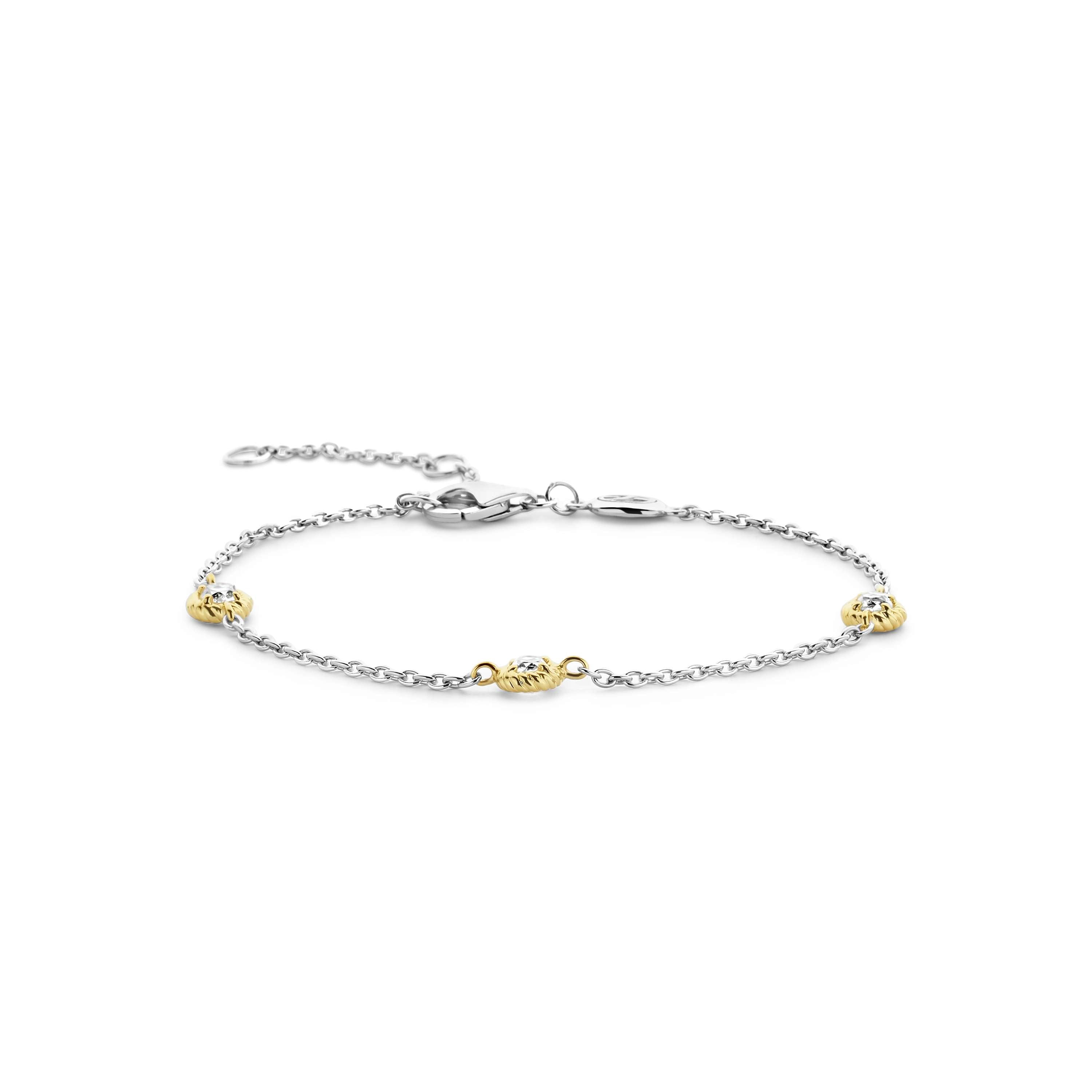 Ti Sento Sterling Silver & Yellow Gold Plated Cubic Zirconia Chain Bracelet