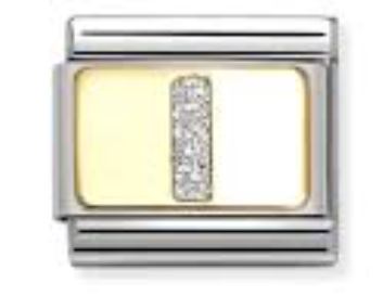 Nomination Glitter Letter 'I' - Stainless Steel / Yellow Gold with Enamel