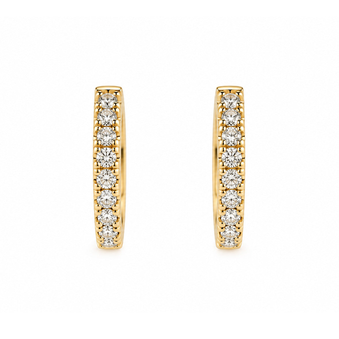 18ct Yellow Gold Round Brilliant Claw Set Diamond Hoop Earrings