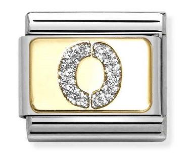 Nomination Glitter Letter 'O' - Stainless Steel / Yellow Gold with Enamel