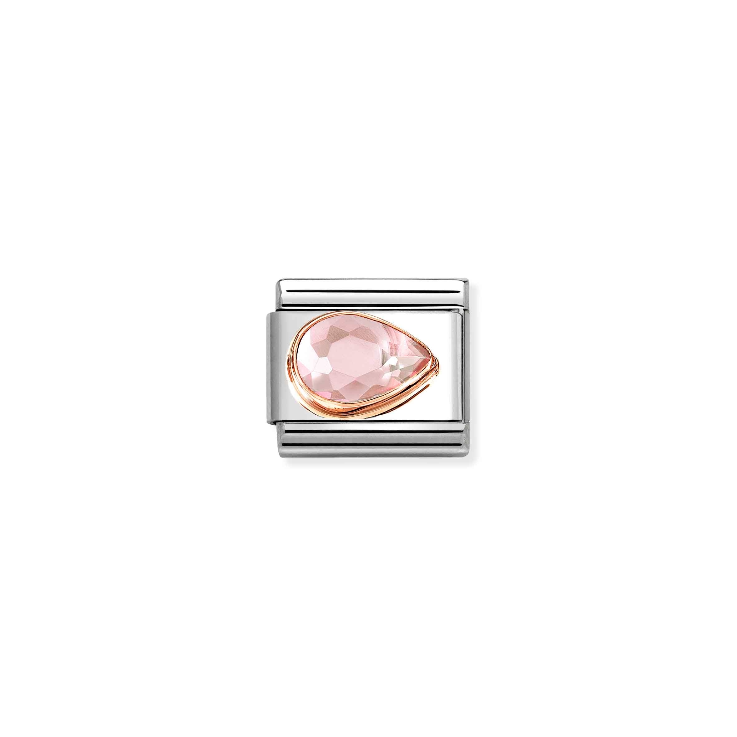 Nomination Composable Classic Rose Gold & Pink Cubic Zirconia Faceted Drop Link