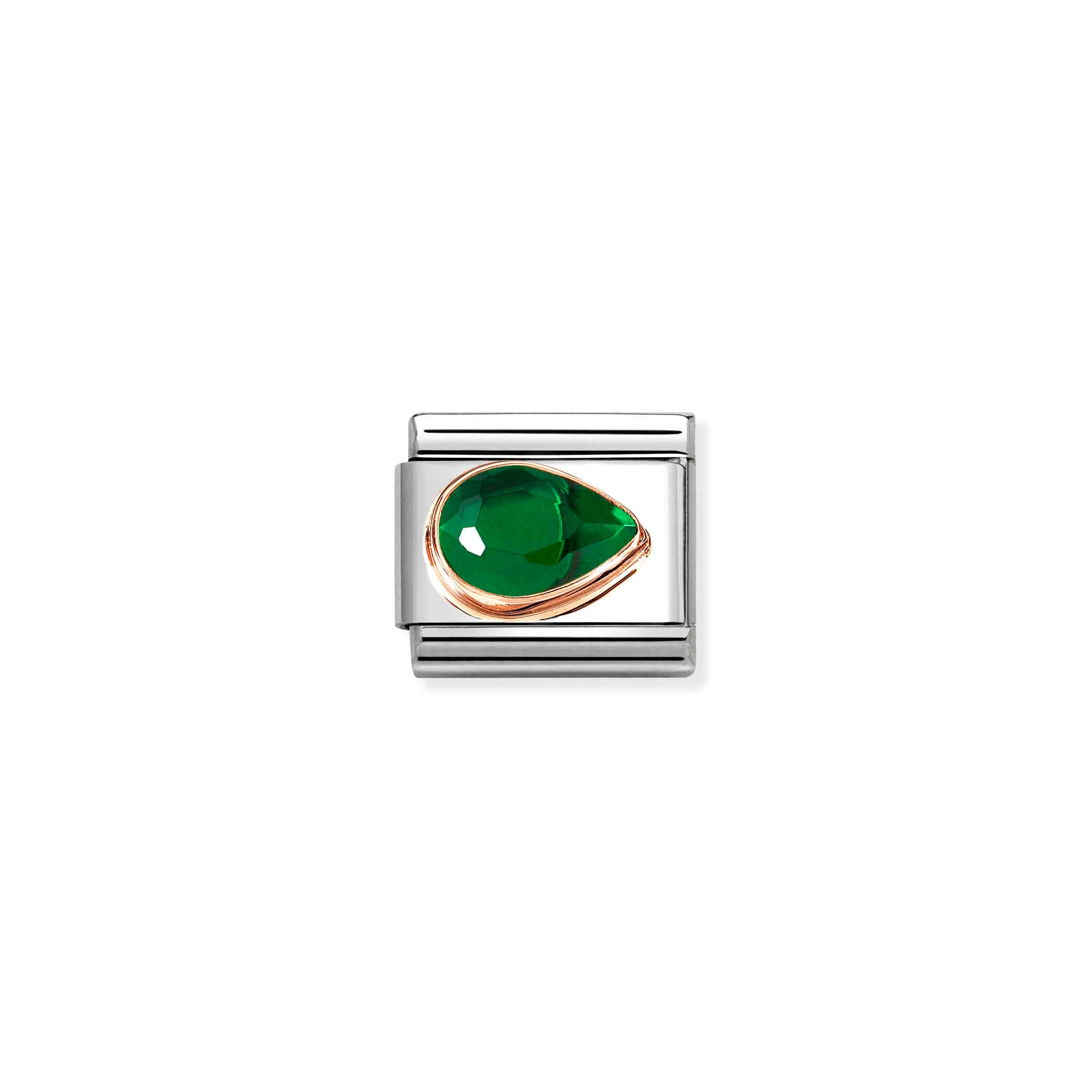 Nomination Composable Classic Green Cubic Zirconia Faceted Drop Link
