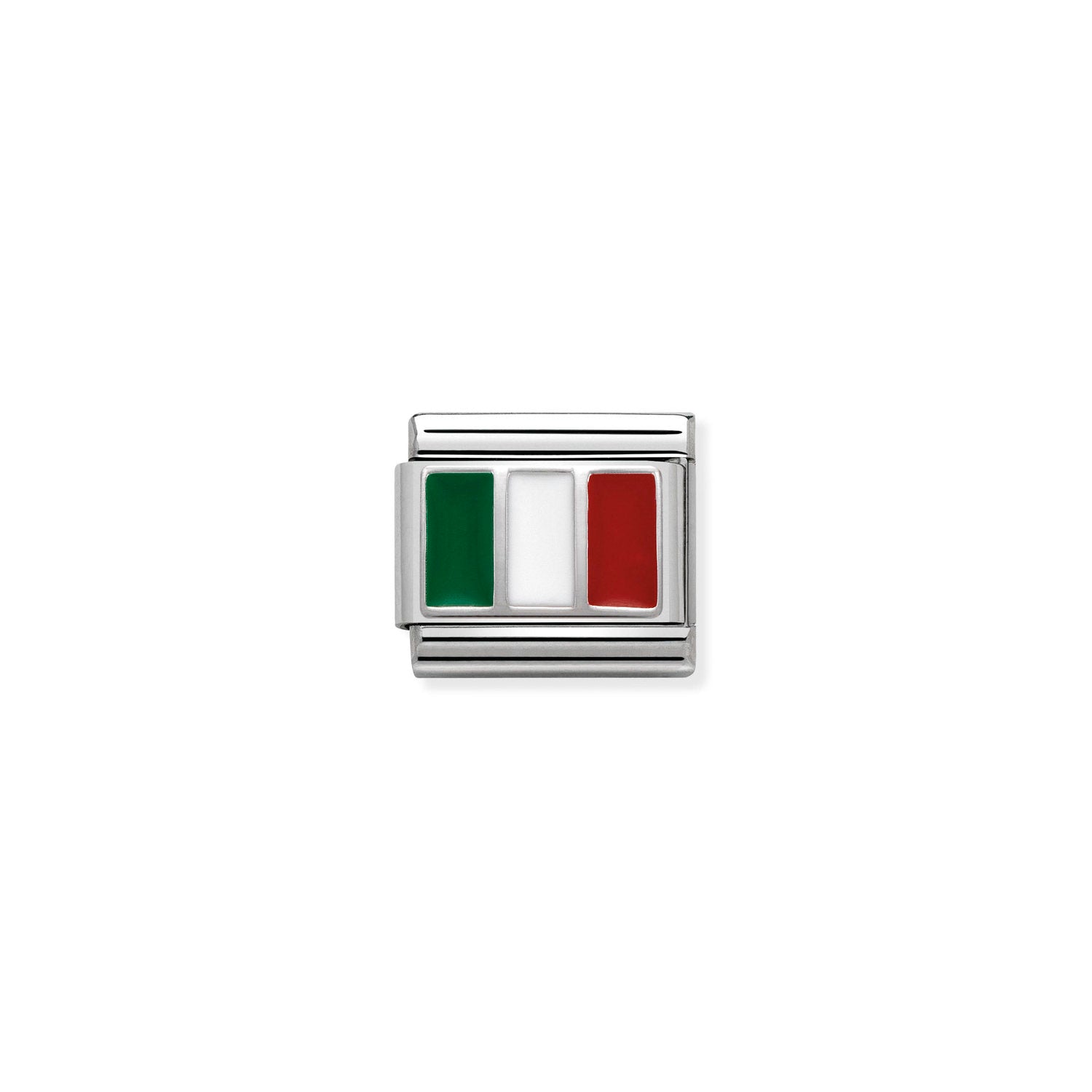 Nomination Composable Classic Italy Flag Charm - Stainless Steel & Sterling Silver with Enamel