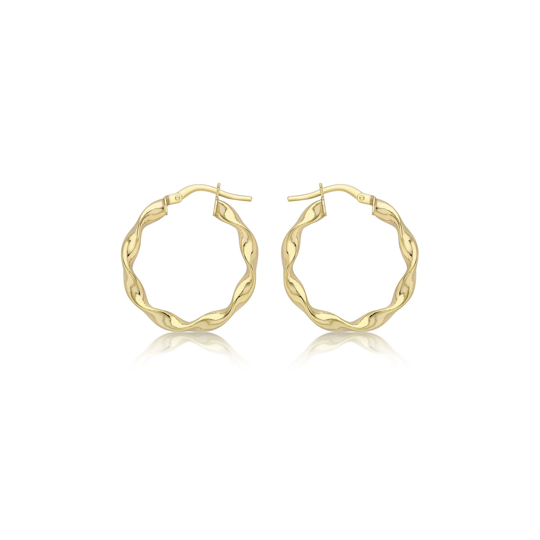 9ct Yellow Gold Twist Round Hoop Earrings 22.5mm
