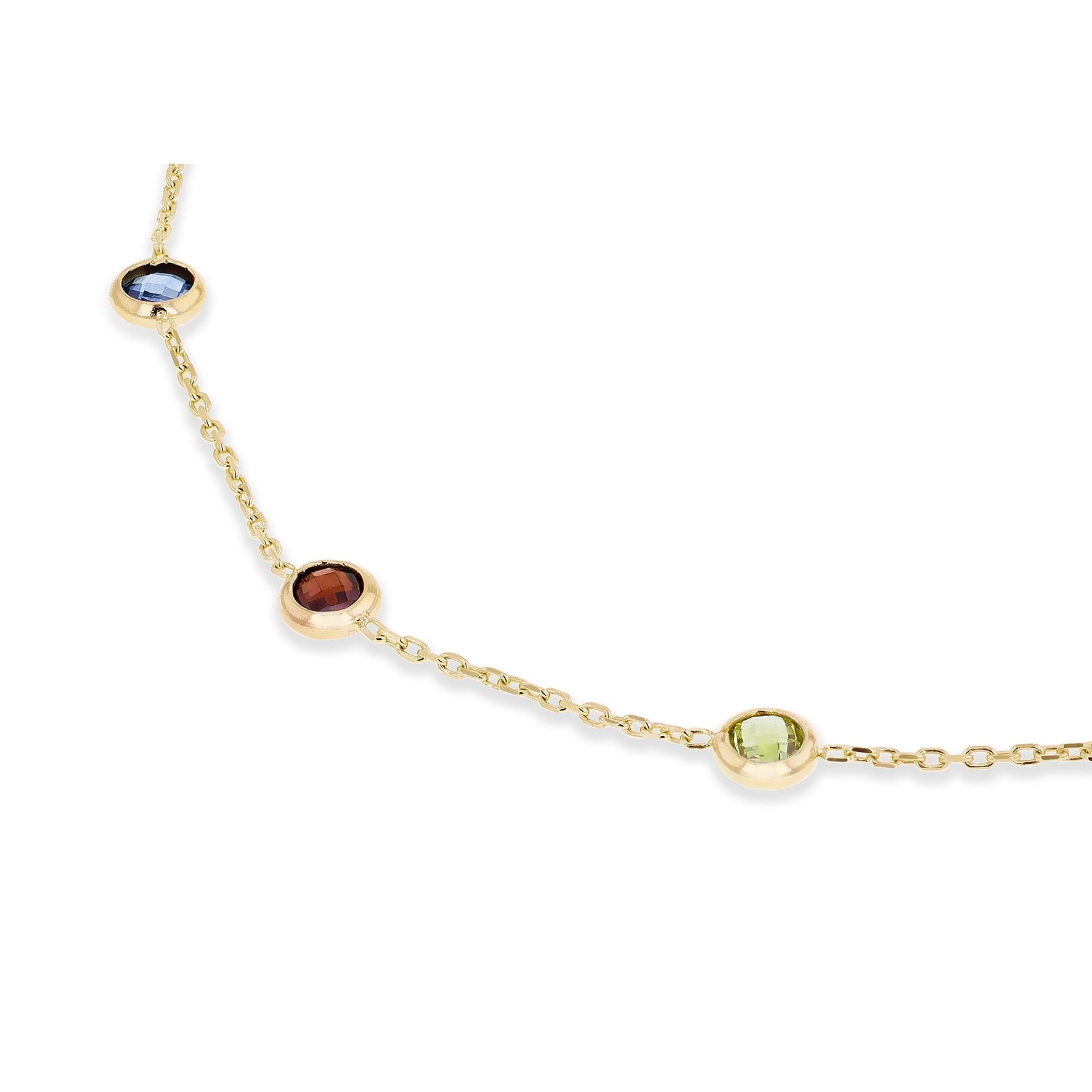 9ct Yellow Gold Multi-Coloured Round Cubic Zirconia Bracelet 7.5'