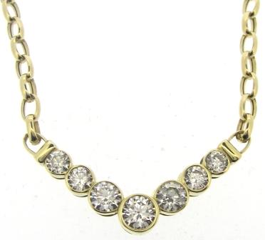9ct Yellow Gold Seven Stone CZ Necklet