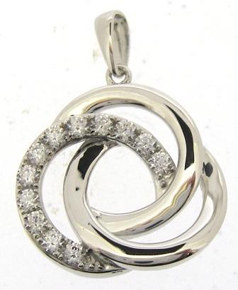 9ct White Gold Cubic Zirconia Spiral Pendant