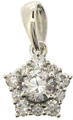 Elegant 9ct White Gold Cubic Zirconia Cluster Pendant