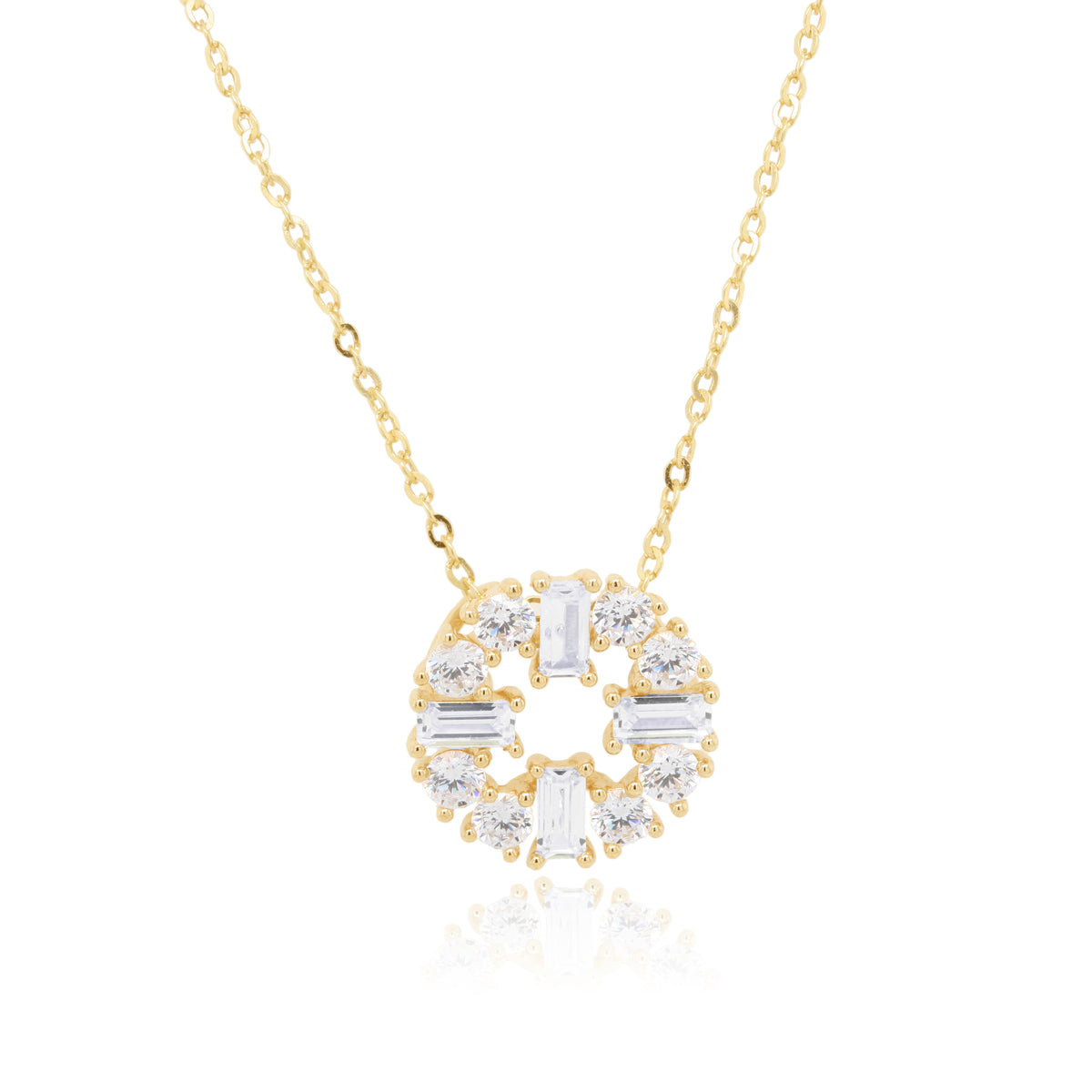 9ct Yellow Gold Cubic Zirconia Circle Pendant