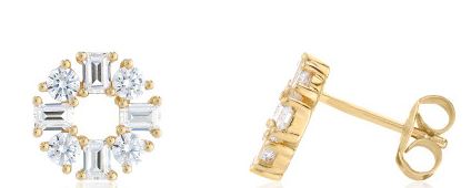 9ct Yellow Gold Cubic Zirconia V-Shape Solitaire Stud Earrings