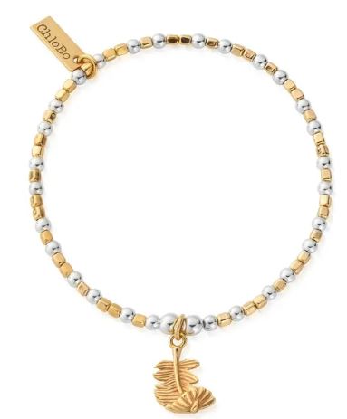 Silver and Yellow Gold Plated Curved Feather Bracelet