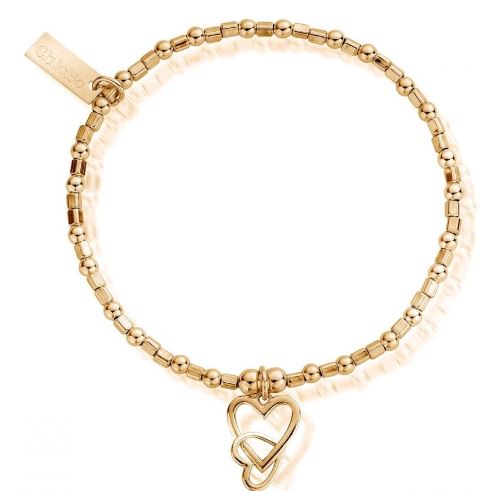 Gold Plated Silver Interlocking Heart Bracelet