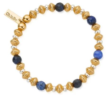 Sterling Silver and Yellow Gold Plated Sodalite Bracelet