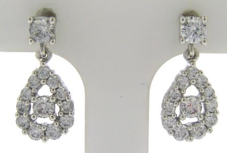 9ct White Gold Cubic Zirconia Teardrop Drop Earrings