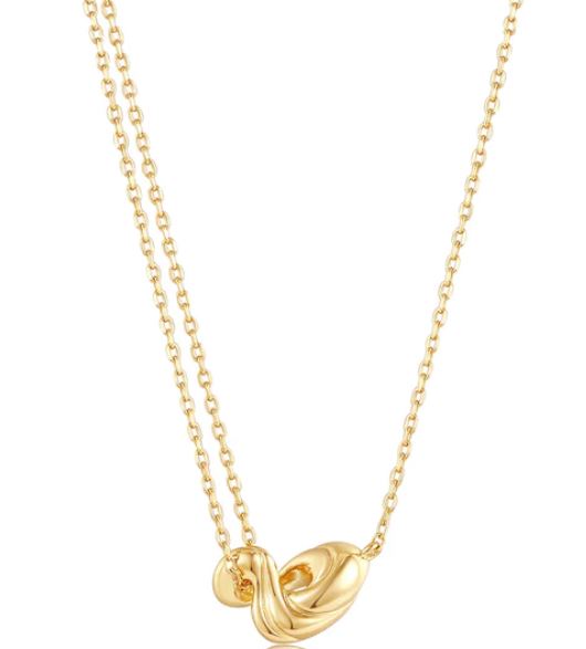 Ania Haie Silver and Yellow Gold Plated Twisted Wave Mini Necklace 40-45cm
