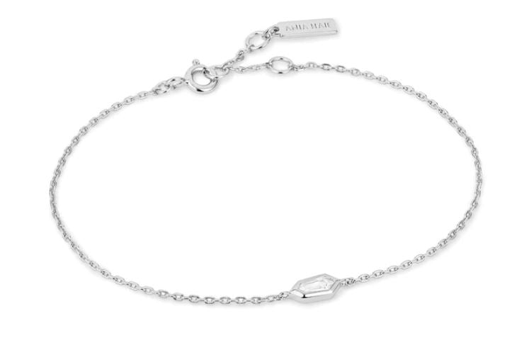 Ania Haie Silver Sparkle Emblem Chain Bracelet 16.5-18.5cm