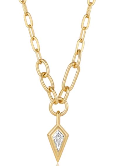 Ania Haie Silver and Yellow Gold Plated Sparkle Drop Pendant on Chunky Chain Necklace 40-45cm
