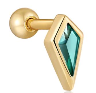 Ania Haie Silver and Yellow Gold Plated Single Teal Sparkle Emblem Earring Earrings