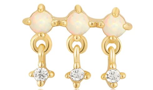 Ania Haie Single Silver and Yellow Gold Plated Kyoto Opal Drop Sparkle Earring Earrings