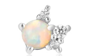 Ania Haie Single Silver Kyoto Opal Sparkle Crown Stud Earring Earrings