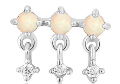 Ania Haie Single Silver Kyoto Opal Drop Sparkle Stud Earring Earrings
