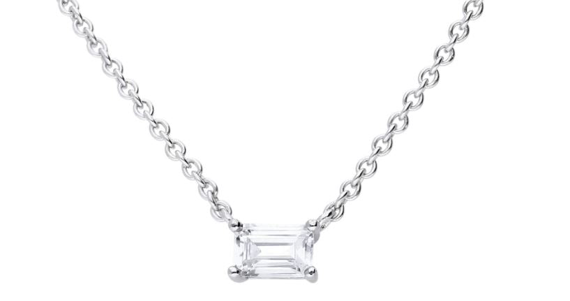 Diamondfire Sterling Silver Floating Baguette Cut CZ Necklace