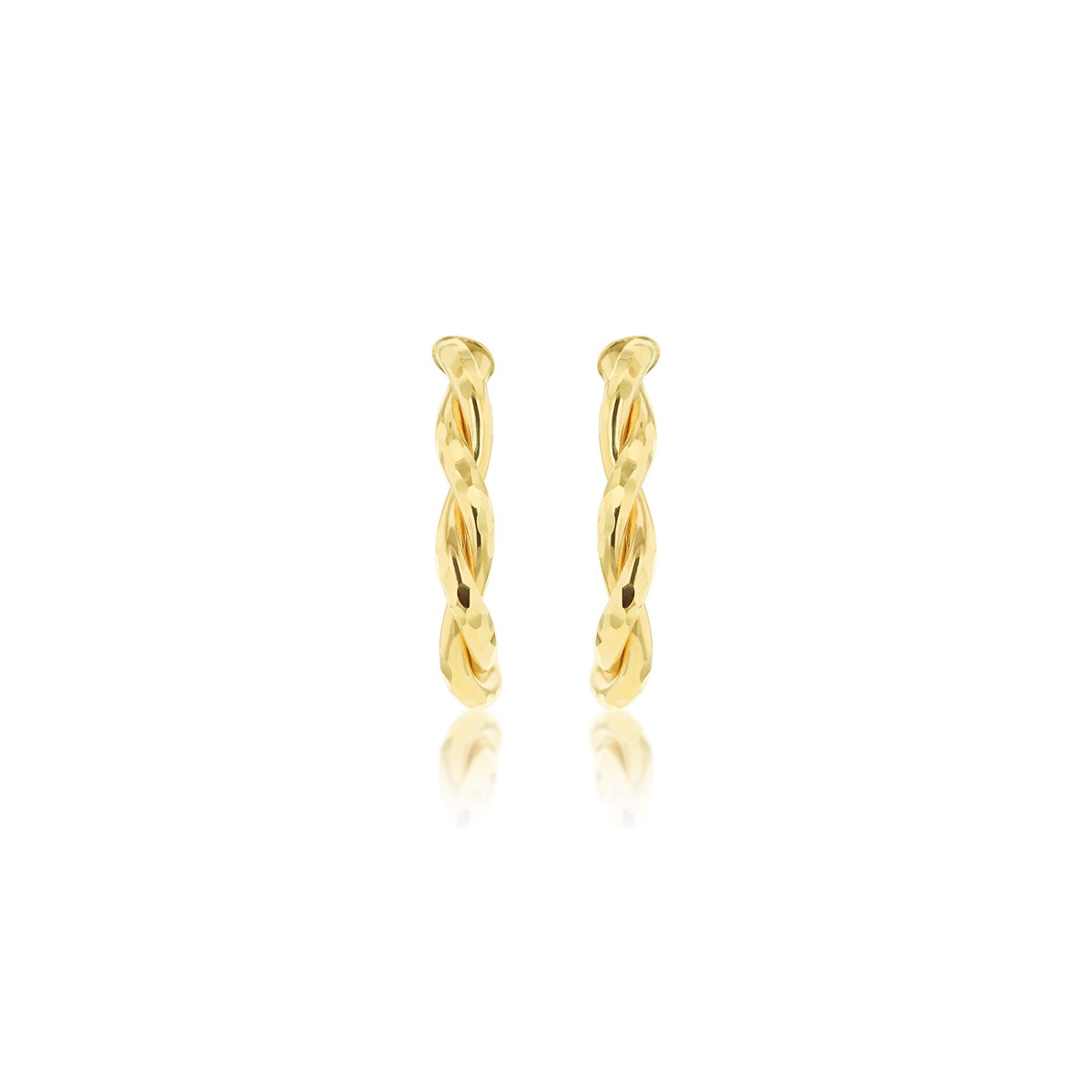 9ct Yellow Gold Diamond Cut Twist Oval Hoop Earrings 19mm