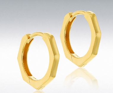 9ct Yellow Gold Diamond Cut Twist Oval Hoop Earrings