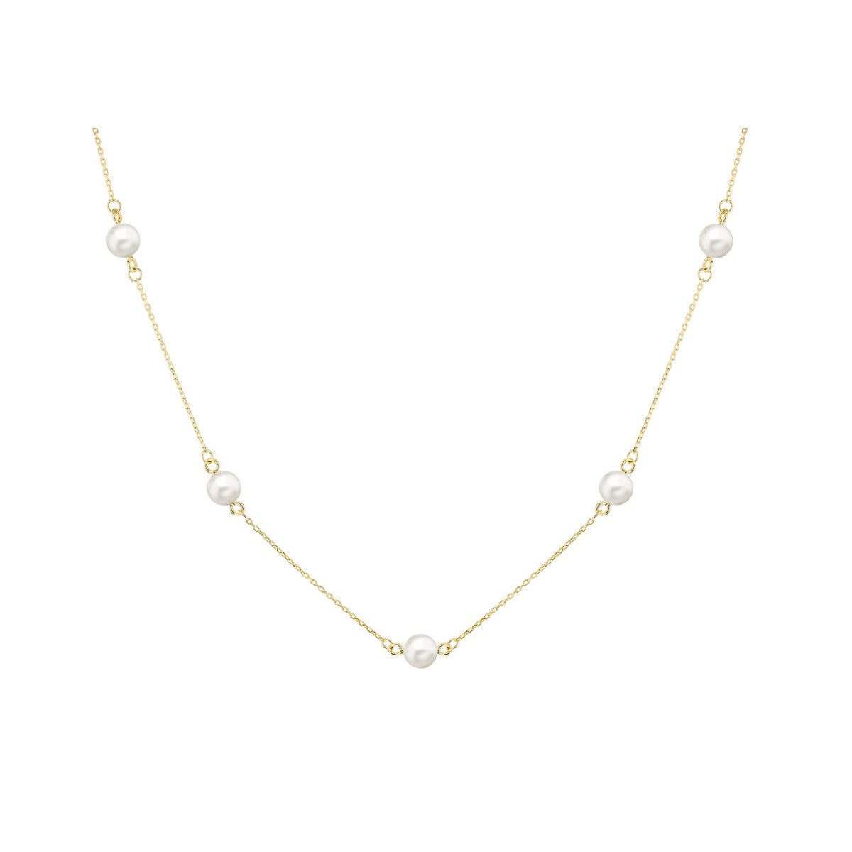 9ct Yellow Gold Freshwater Pearl Station Necklace