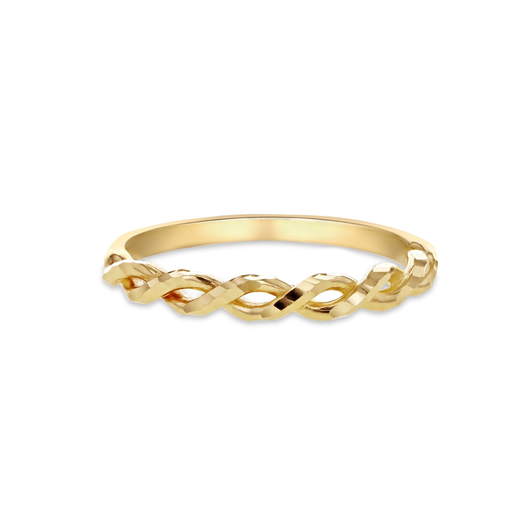 9ct Yellow Gold Diamond Cut Half Twist Ring