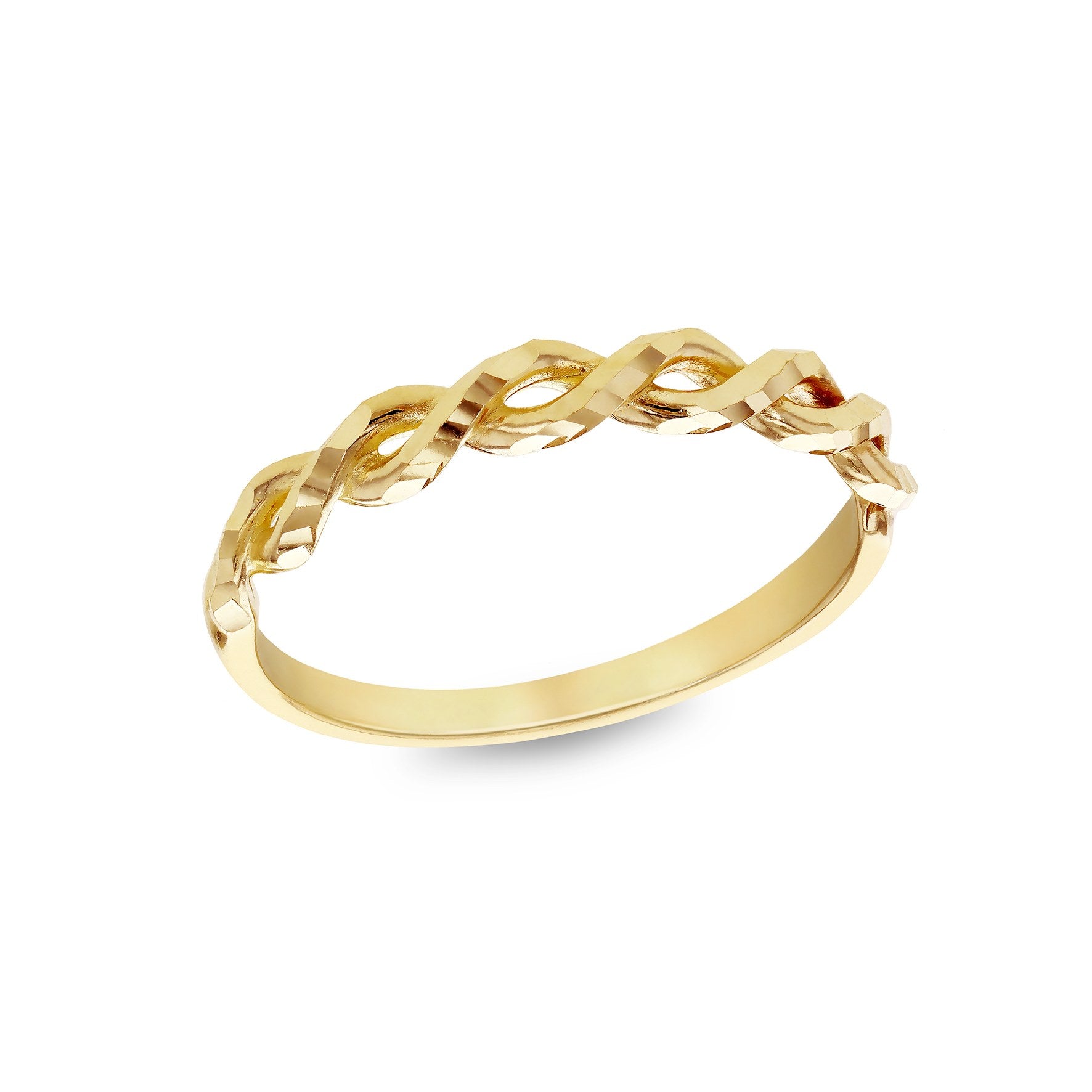 9ct Yellow Gold Diamond Cut Half Twist Ring