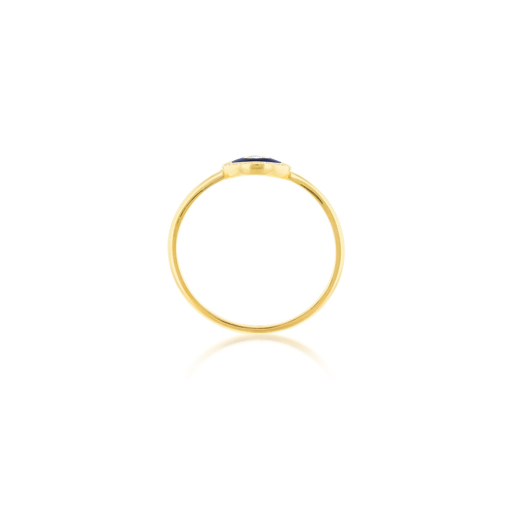 9ct Yellow Gold Round Black Enamel with Diamonds Ring