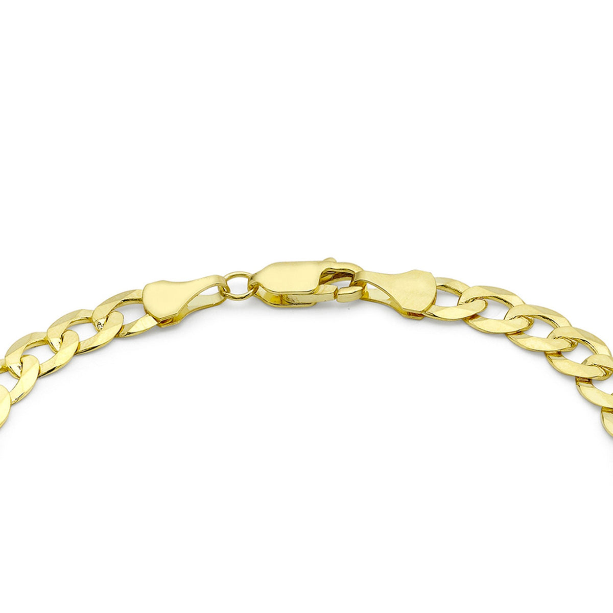 Sterling Silver Yellow Gold Plated Curb Link Bracelet 8'