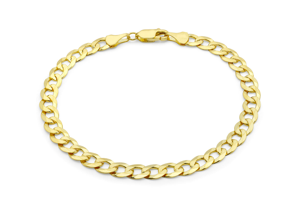 Sterling Silver Yellow Gold Plated Curb Link Bracelet 8'