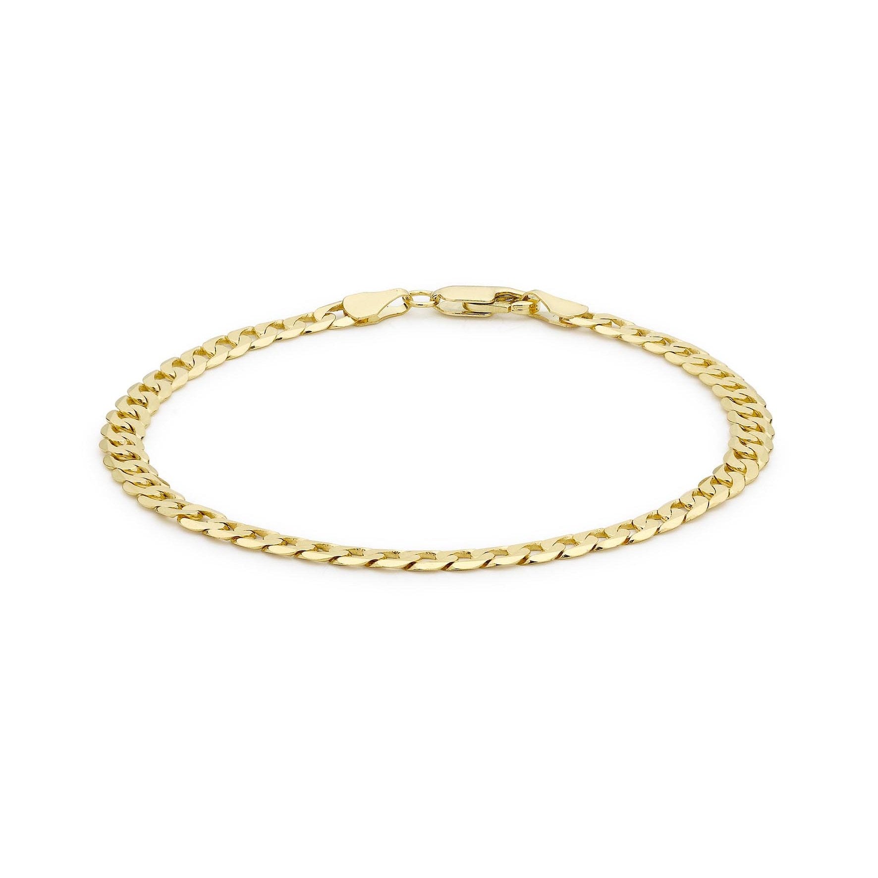 Sterling Silver Yellow Gold Plated Curb Link Bracelet 8'