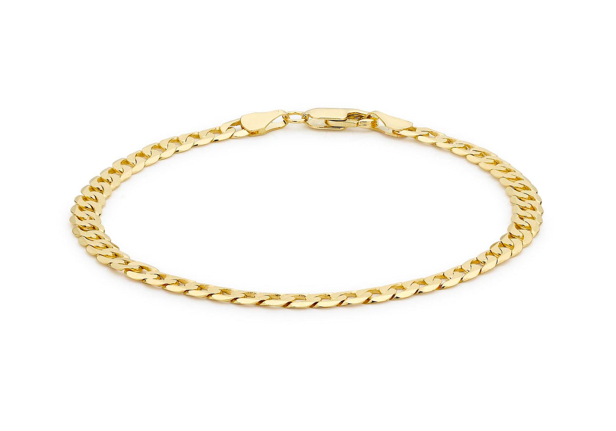 Sterling Silver Yellow Gold Plated Curb Link Bracelet 8'