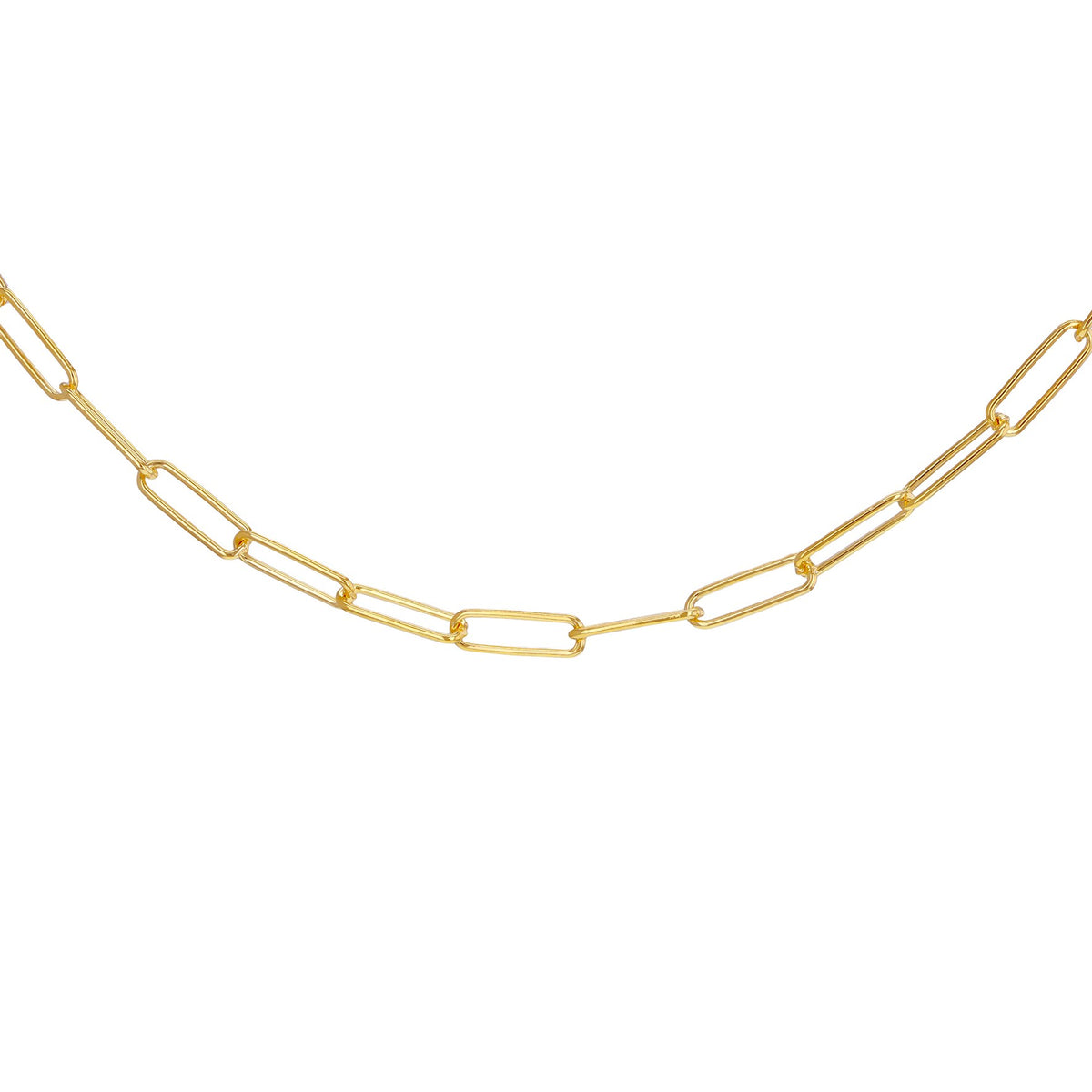 Sterling Silver Yellow Gold Plated Paperlink Chain Necklace 18'