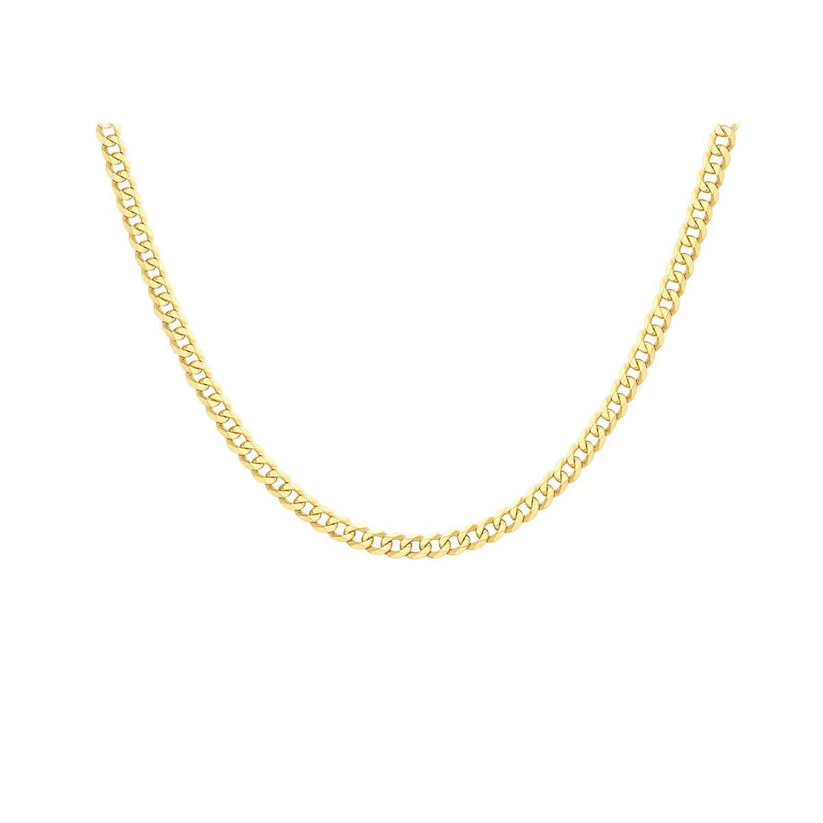 Sterling Silver Yellow Gold Plated Curb Chain 20'
