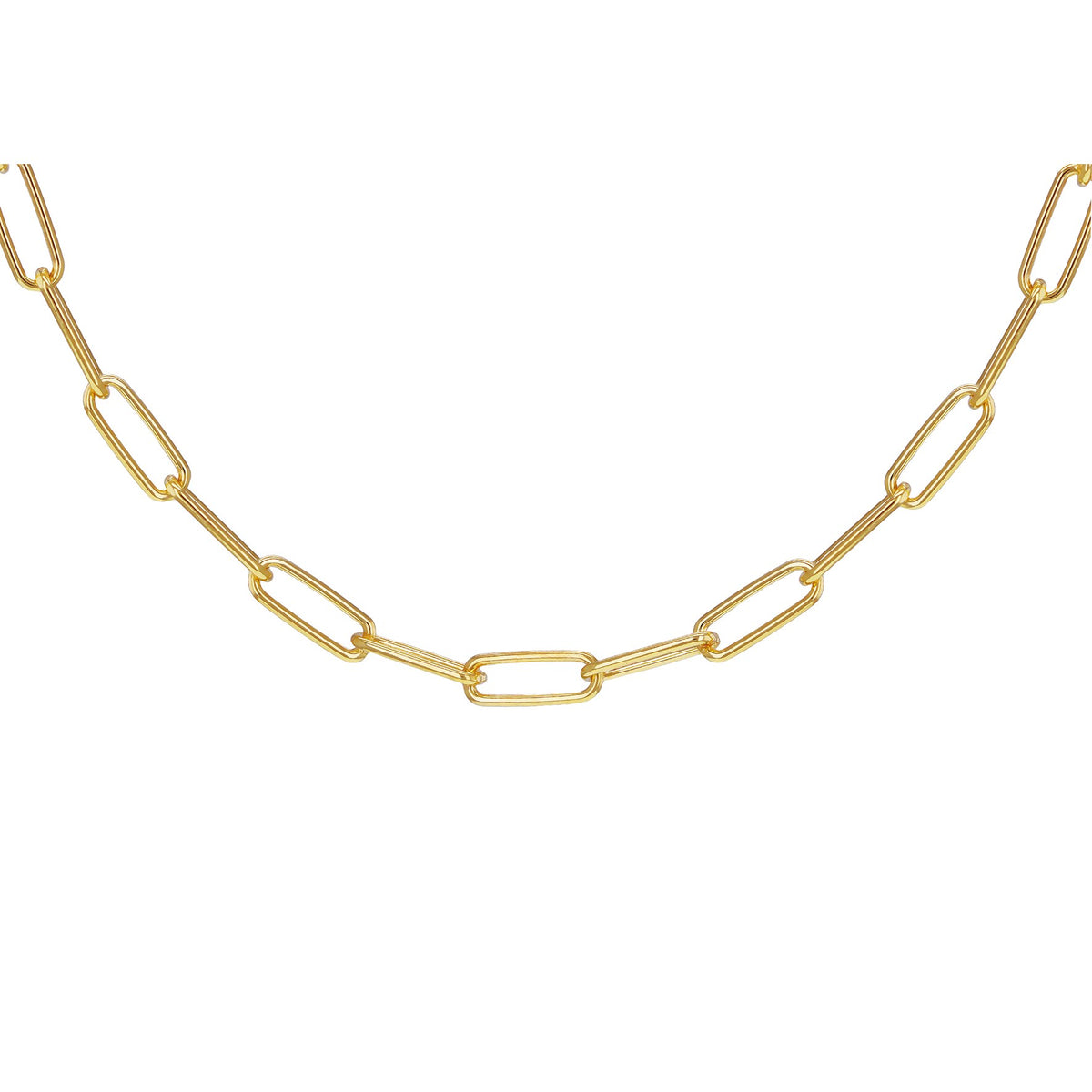 Sterling Silver Yellow Gold Plated Paperlink Chain Necklace 18'