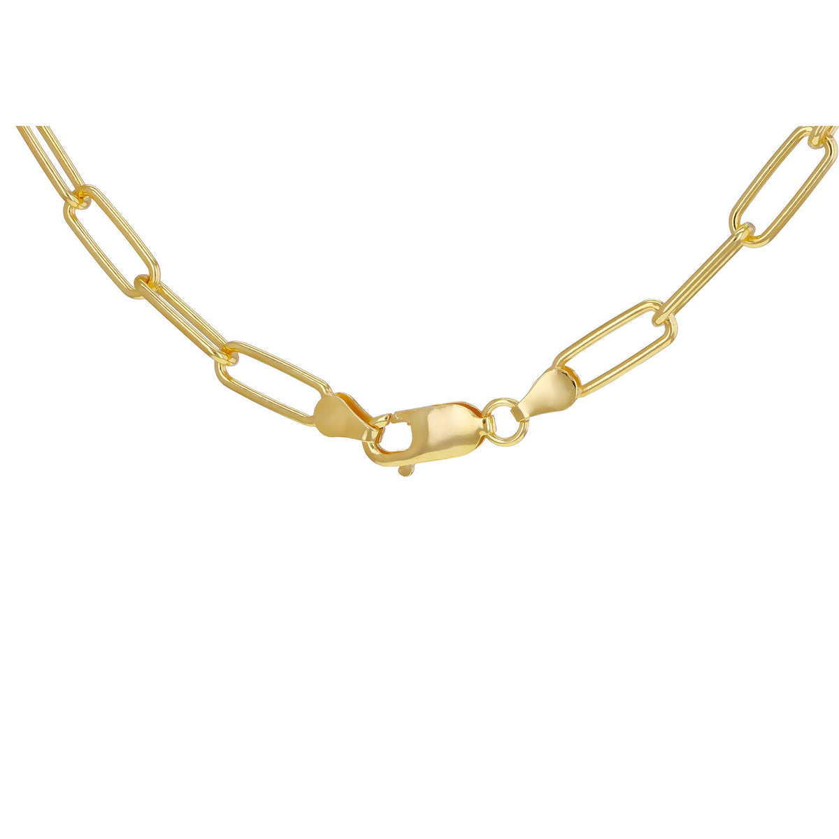 Sterling Silver Yellow Gold Plated Paperlink Chain Necklace 18'
