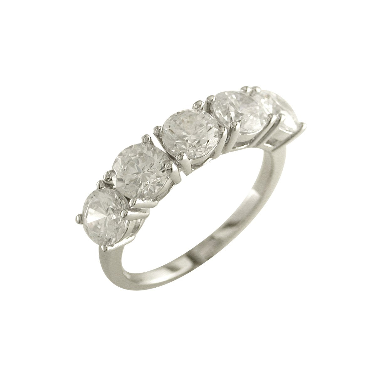 Sterling Silver 5 Stone Round Cubic Zirconia Eternity Ring