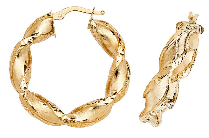 9ct Yellow Gold Twist Hoop Earrings