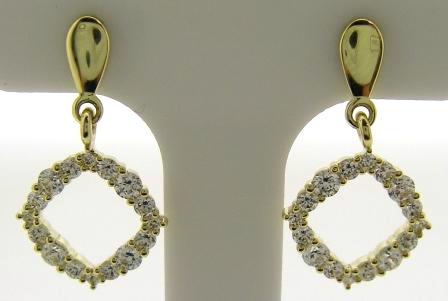 9ct Yellow Gold Cubic Zirconia Open Link Drop Earrings