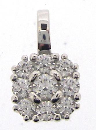 14ct White Gold Cubic Zirconia Cluster Pendant