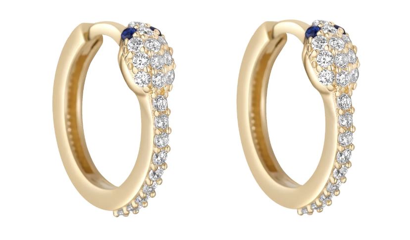 9ct Yellow Gold Cubic Zirconia Snake Huggie Earrings
