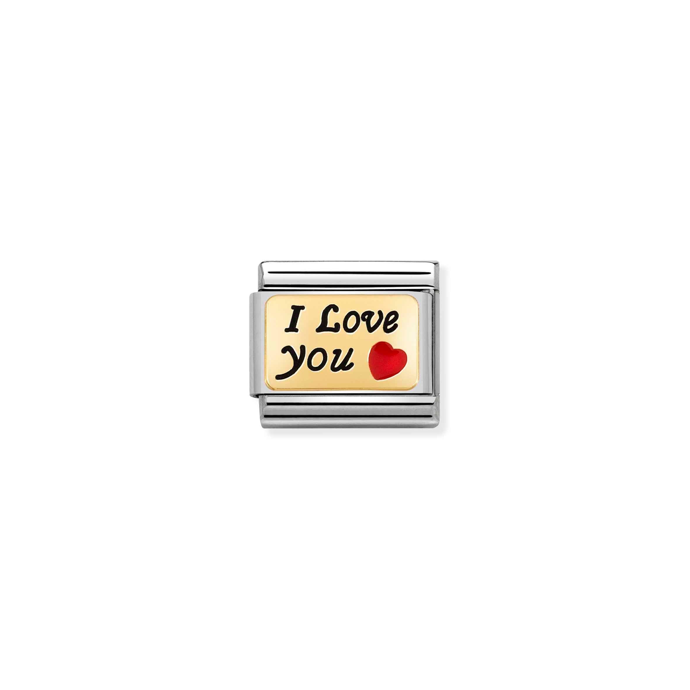 Nomination Composable Classic 'I Love You' Stainless Steel and Yellow Gold Plate