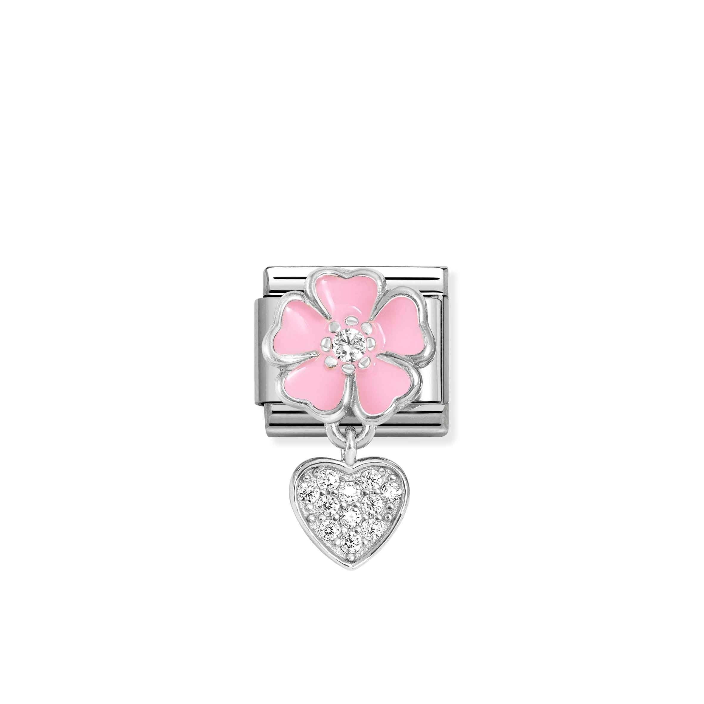 Nomination Composable Classic Pink Flower & Heart Charm