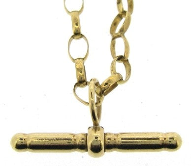 Vintage 9ct Yellow Gold Oval Belcher Link T/Bar Chain 24'