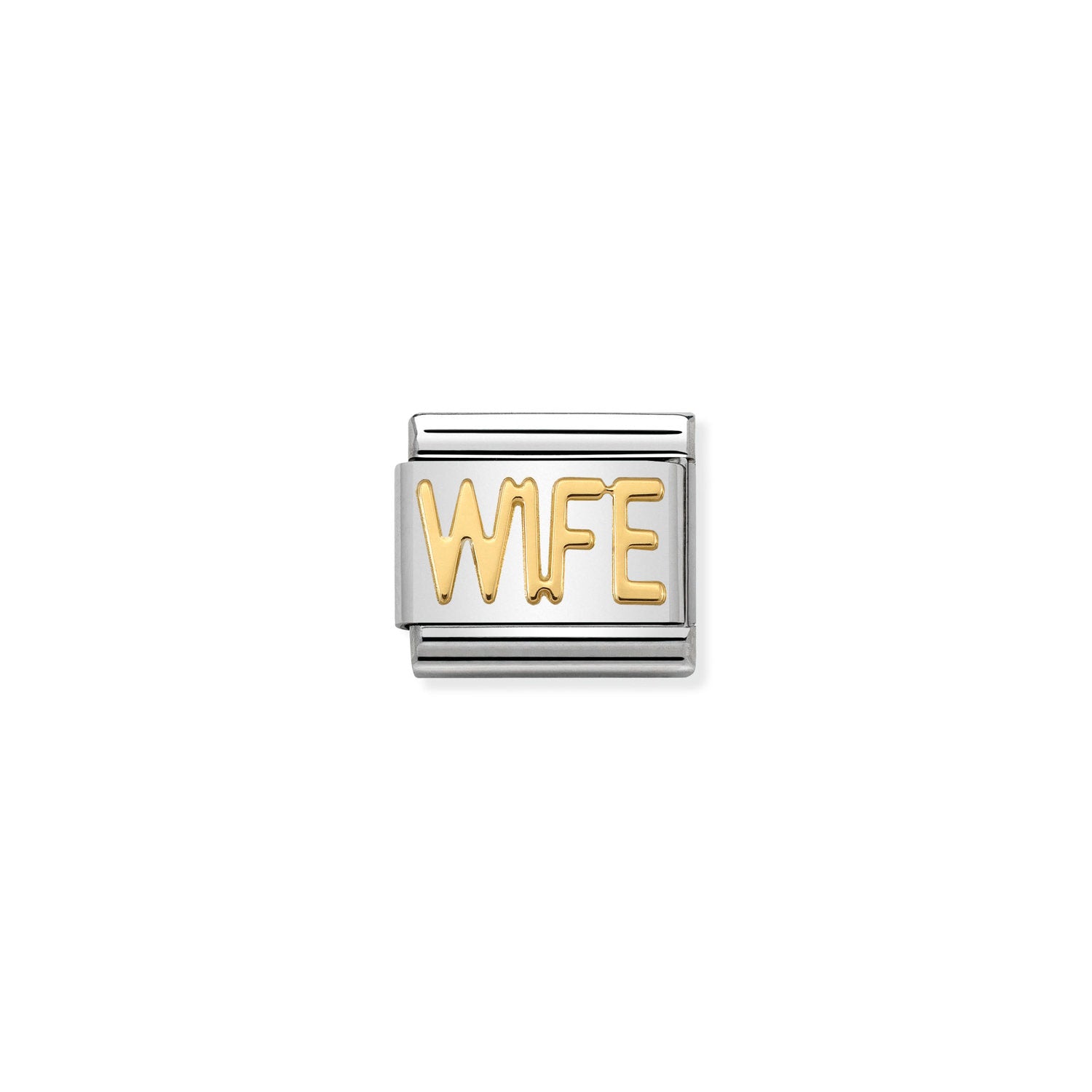 Nomination Composable Classic 'Wife' Stainless Steel & Yellow Gold Link
