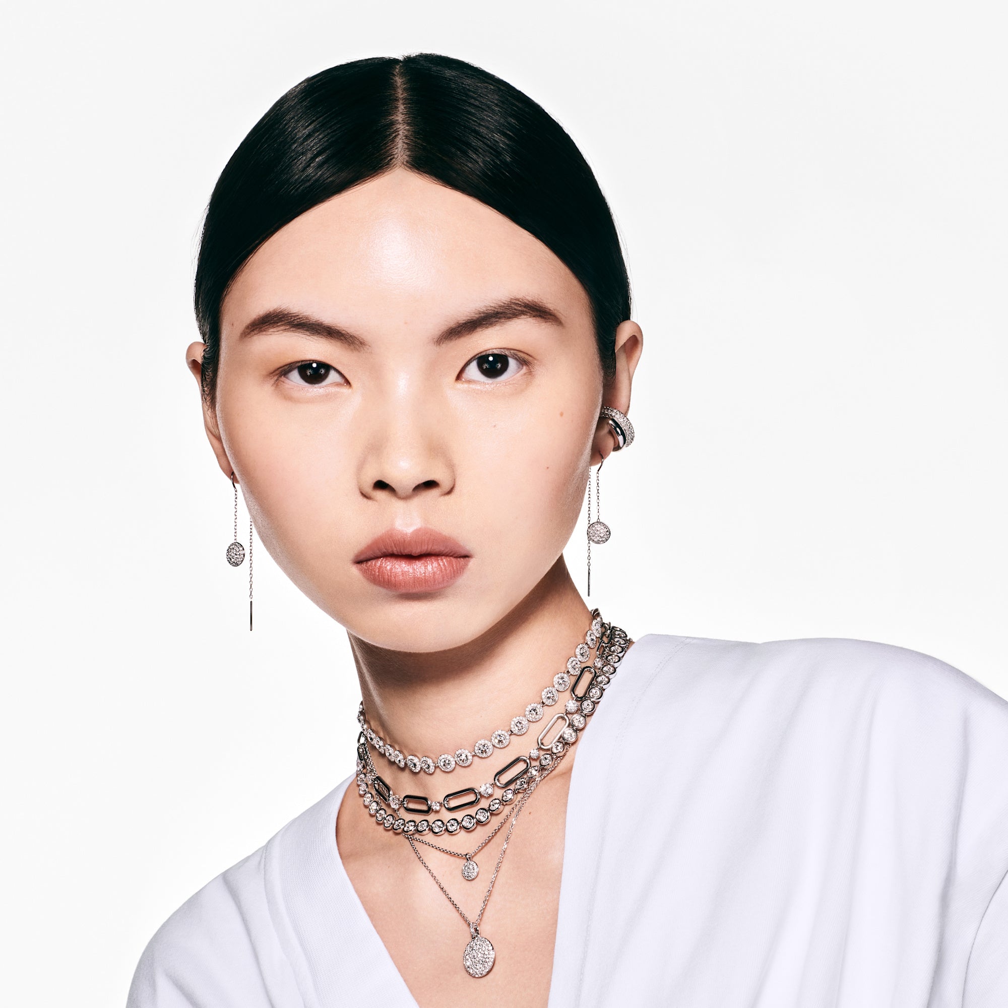 Swarovski Imber Tennis Necklace - Rhodium Plated - White Crystals